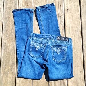 Premiere Rue 21 Blue Star Sequin Western Slim Boot Jeans Womens Size 5/6R